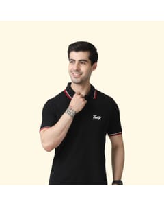 Marks & Spencer Polo T-shirt Tipping-Black with Red